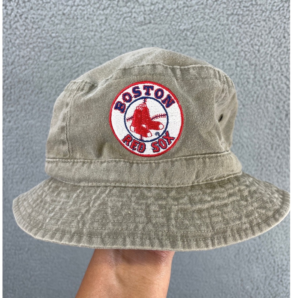 MLB Boston Red Sox Embroidered Vintage Bucket Hat Mens OS Khaki Baseball Sun Cap
